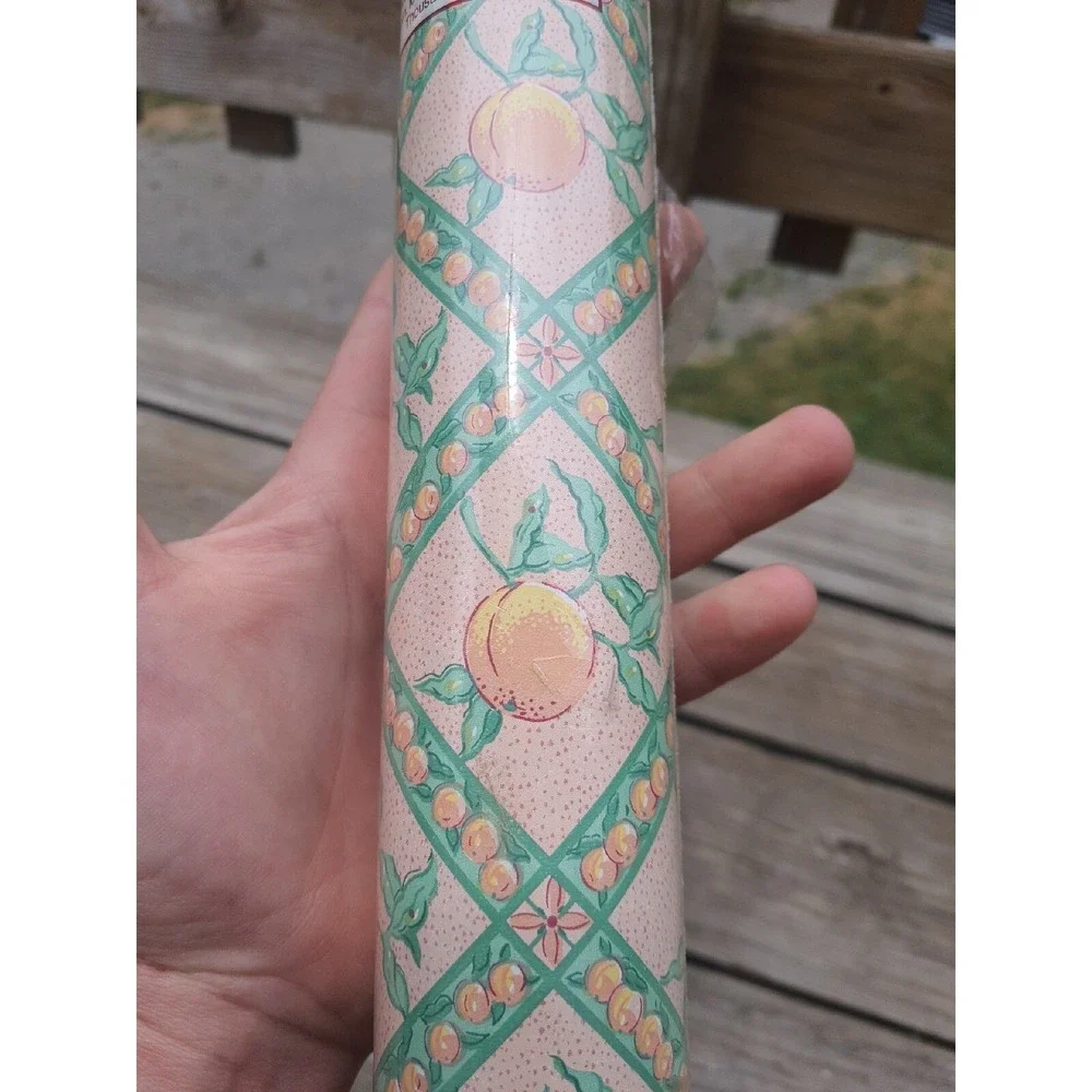 Vintage Magic Cover PEACHES Argyle Self-Adhesive Vinyl 8 Yds X 18